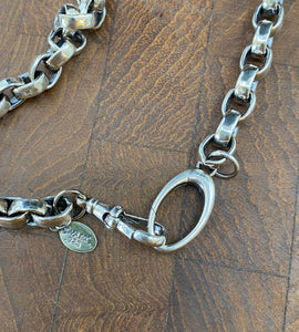 A super solid sterling silver chain.  With Albert clasp and charm holder. Heavy silver chain made to your size.