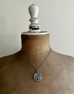 God Feeds the Ravens 25mm…. sterling silver antique wax letter seal. Religious pendant featuring a crow or raven   (A01-1)