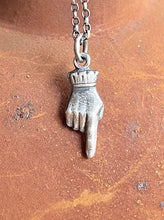 Load image into Gallery viewer, Adorable and quirky Victorian hand necklace in sterling silver.