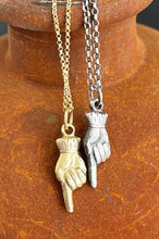 Load image into Gallery viewer, Adorable and quirky Victorian hand necklace in sterling silver.