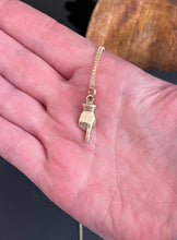 Load image into Gallery viewer, adorable and quirky Victorian hand necklace in 9 carat yellow gold.