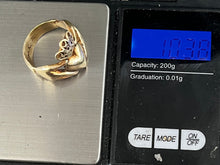 Load image into Gallery viewer, 9ct gold Claddagh ring.  Handmade in Ireland. Original SWALK design. Heavy statement ring