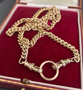 9 carat solid yellow gold Victorian inspired, Albert clasp chain.  18&quot; 33 grams gold.