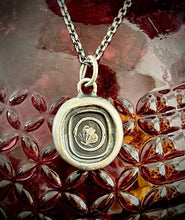 Load image into Gallery viewer, Cycle of life, rebirth, immortality, butterfly and ouroboros. Antique wax seal impression in sterling silver.