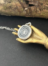 Load image into Gallery viewer, Cycle of life, rebirth, immortality, butterfly and ouroboros. Antique wax seal impression in sterling silver.