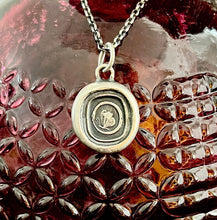 Load image into Gallery viewer, Cycle of life, rebirth, immortality, butterfly and ouroboros. Antique wax seal impression in sterling silver.