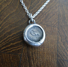 Load image into Gallery viewer, God Feeds the Ravens…. sterling silver antique wax letter seal. Religious pendant featuring a crow or raven