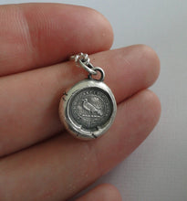 Load image into Gallery viewer, God Feeds the Ravens…. sterling silver antique wax letter seal. Religious pendant featuring a crow or raven