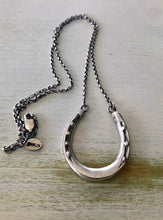 Load image into Gallery viewer, Lucky horse shoe necklace. Sterling silver good luck necklace.  You choose the length.