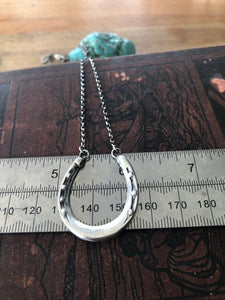 Lucky horse shoe necklace. Sterling silver good luck necklace.  You choose the length.