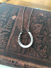 Load image into Gallery viewer, Lucky horse shoe necklace. Sterling silver good luck necklace.  You choose the length.