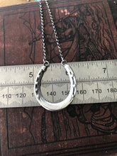 Load image into Gallery viewer, Lucky horse shoe necklace. Sterling silver good luck necklace.  You choose the length.