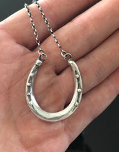 Load image into Gallery viewer, Lucky horse shoe necklace. Sterling silver good luck necklace.  You choose the length.