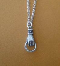 Load image into Gallery viewer, Silver hand, charm holder pendant. Victorian hand holder to hang your wax seal jewelry on.