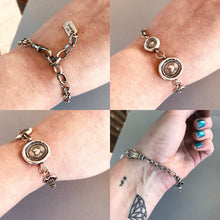 Load image into Gallery viewer, Victorian chunky silver bracelet, handmade bracelet, customised gift for her. Wonderful unique bracelet with antique wax letter seals.