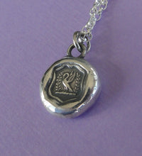Load image into Gallery viewer, Swan, Wax seal pendant, grace beauty, poetry and harmony, sterling silver, pendant necklace, poet, musicians, music, poetry, beauty, elegant