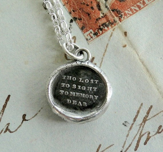 Tho lost to sight...... mourning seal. Remembering, sterling antique wax seal necklace, meaningful jewelry, memento mori.