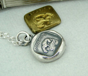 Protect you… Garde a vous, wax seal impression. Panther crouching, sterling silver