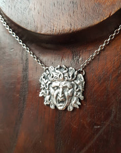 Sterling medusa, or gorgon necklace, Greek myths. Snake haired warrior, handmade sterling silver necklace, you pick the length.