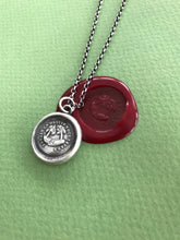 Load image into Gallery viewer, Destiny separates us in vain. Antique wax letter seal jewelry. sterling silver long distance pendant.
