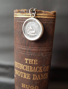 Telle est la vie, such is life boat pendant.  Antique wax letter seal. Rough seas, weathering storms.