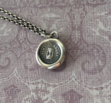 Load image into Gallery viewer, Time is short!  Antique wax letter seal.  Sterling silver,  with or without a chain.