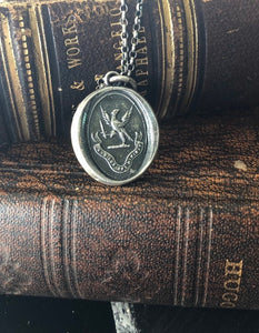 Two Guiding lights, Love God, Love thy neighbour, bible reference antique wax letter  seal.  Eagle and sword, advice for a good life.
