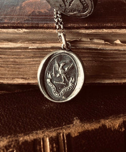 Two Guiding lights, Love God, Love thy neighbour, bible reference antique wax letter  seal.  Eagle and sword, advice for a good life.