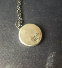 Load image into Gallery viewer, Pain causes me to flee, you wound me. Sterling silver oxidized pendant. Antique wax letter seal. Swalk