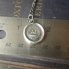 Load image into Gallery viewer, Pain causes me to flee, you wound me. Sterling silver oxidized pendant. Antique wax letter seal. Swalk