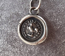 Load image into Gallery viewer, While I live I&#39;ll crow, rooster, cockerel, cocky, confident, self confidence. Wax seal necklace.