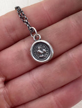 Load image into Gallery viewer, While I live I&#39;ll crow, rooster, cockerel, cocky, confident, self confidence. Wax seal necklace.