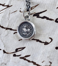 Load image into Gallery viewer, While I live I&#39;ll crow, rooster, cockerel, cocky, confident, self confidence. Wax seal necklace.