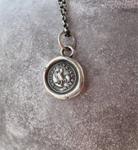 Load image into Gallery viewer, While I live I&#39;ll crow, rooster, cockerel, cocky, confident, self confidence. Wax seal necklace.