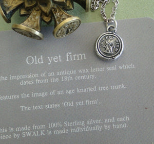 tree pendant, old yet firm...sterling silver, wax letter seal. funny victorian seal jewelry