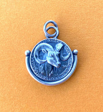 Load image into Gallery viewer, Aries handmade sterling silver pendant. Zodiac sign coin necklace.