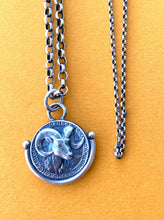 Load image into Gallery viewer, Aries handmade sterling silver pendant. Zodiac sign coin necklace.