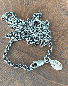 Sterling silver Rolo chain.  Medium weight silver chain with strong clasp. 2.4mm Belcher chain
