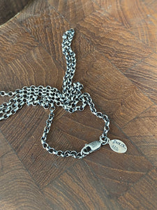 Sterling silver Rolo chain.  Medium weight silver chain with strong clasp. 2.4mm Belcher chain