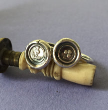 Load image into Gallery viewer, Pair of stacking rings.... Shamrock and Thistle, emblems of Ireland and Scotland. Sterling silver stackable rings.  Antique wax letter seal
