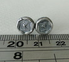 Load image into Gallery viewer, Tiny Sterling Silver, Wax seal impression, antique Swan earrings studs