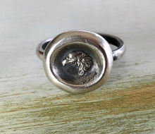 Load image into Gallery viewer, Eagle seal ring, Antique wax letter seal ring. Sterling handmade seal jewelry, statement ring.