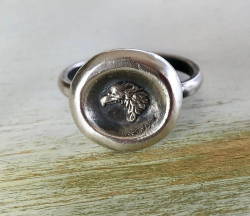 Eagle seal ring, Antique wax letter seal ring. Sterling handmade seal jewelry, statement ring.
