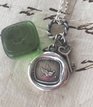 Load image into Gallery viewer, You have the key, to my heart, Sterling silver antique wax letter seal. Bird and key pendant.
