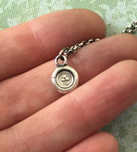 Shamrock wax seal necklace. Irish jewelry, lucky charm necklace.  Tiny shamrock pendant from Ireland
