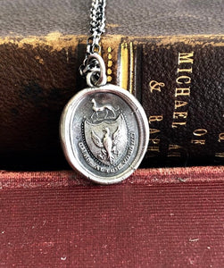 Ad Altum Volo.....Spread your winds and fly high. Antique wax letter seal pendant. Sterling handmade impression necklace.