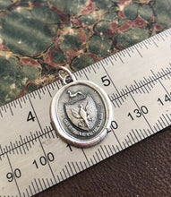 Load image into Gallery viewer, Ad Altum Volo.....Spread your winds and fly high. Antique wax letter seal pendant. Sterling handmade impression necklace.