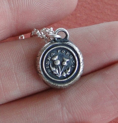 Thistle pendant, Dinna forget, antique wax seal pendant, thistle pendant, Scottish emblem.