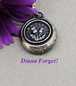 Thistle pendant, Dinna forget, antique wax seal pendant, thistle pendant, Scottish emblem.