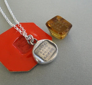 Better Late than never! antique wax letter seal pendant.